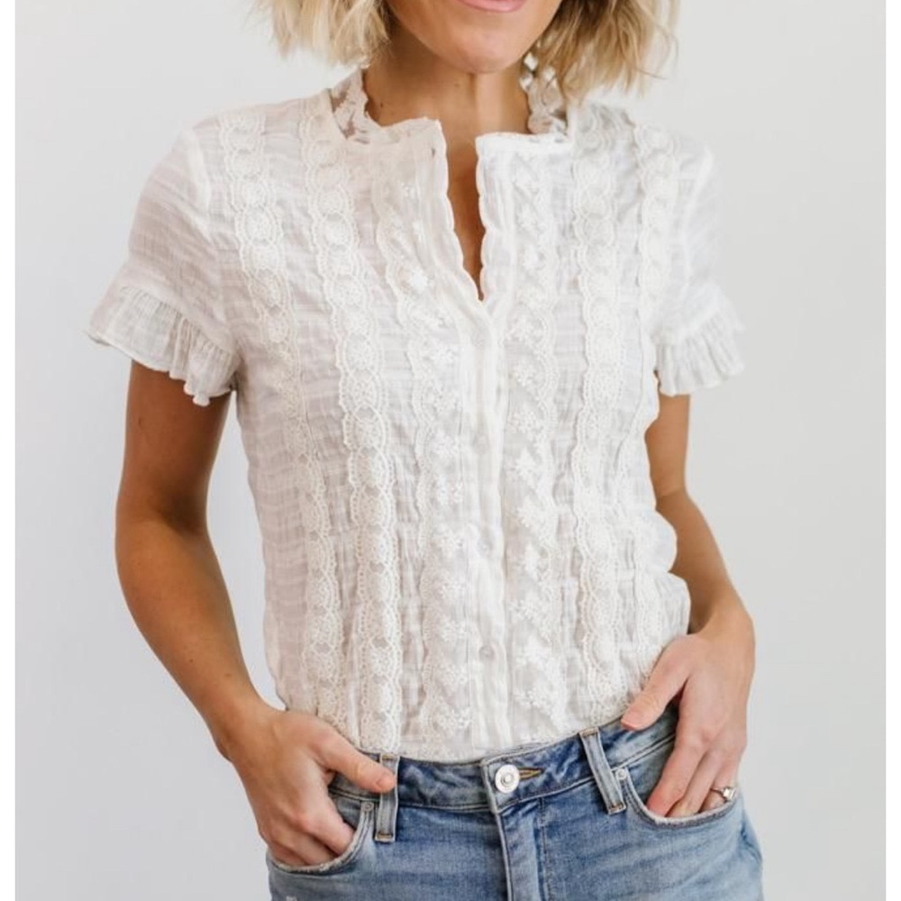 Baltic born cotton lace shirt XL NWT slightly off white